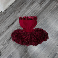 Gaun Pesta Mini Wanita Model Lipit Putri, Pinggang Alami, Slim Fit, Tanpa Tali, Bahan Chiffon Kasual, Dapat Dicuci, Pewarna Benang Solid, Produksi Pabrik