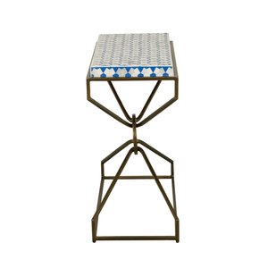 Rectangle Metal Side Wardrobe With Blue White Pattern Bone Inlay Top Contemporary Style Iron Frame Living Room Furniture Decor - Product Image 2