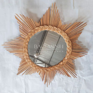 Espejo colgante de pared de ratán Natural Sun estilizado para decoración de habitación de guardería decoración del hogar Decoración de pared - Product Image 1