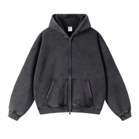 Logo personnalisé, 360G, 100% coton, polaire, fermeture éclair, hiver, uni, surdimensionné, streetwear de haute qualité, lavé, vintage, double fermeture éclair, unisexe