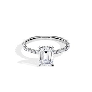 <b>Emerald</b> Cut Diamond Engagement <b>Ring</b> Women's Classic Prong Setting Rose Gold 10K Gold <b>Band</b> - Product Image 2