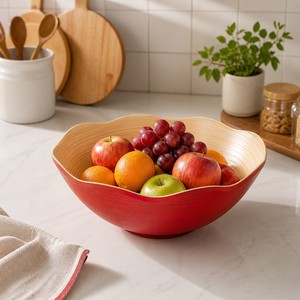 Bol à salade en bambou festonné à prix abordable pour la cuisine – Bols de service modernes personnalisés OEM/ODM fabriqués au Vietnam - Product Image 4