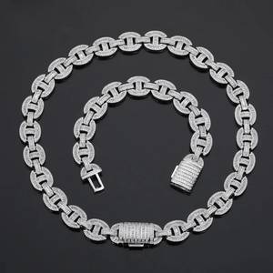 Moissanite Diamond Fashion Cuban <b>Chain</b> <b>Copper</b> Silver Round Brilliant Cut VS1 Heavy Iced Out Hip Hop Choker - Product Image 3