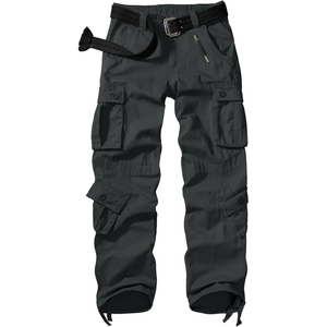 Pantalon cargo en toile décontracté pour homme, coupe ajustée, multi-poches, tissu confortable et foncé, idéal pour le quotidien ou les aventures en plein air - Product Image 3
