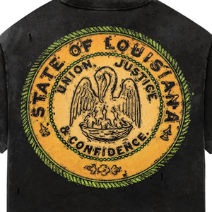 Men's Regular Fit Formal Knitted T-Shirt <b>Black</b> Cotton Vintage Louisiana State Seal Print Front Logo Short Sleeve <b>Turtleneck</b> - Product Image 5