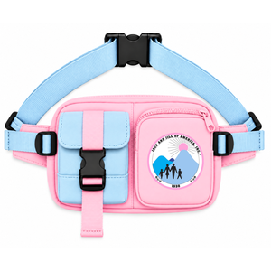 Sac banane personnalisé Jack & Jill of America rose et bleu ciel, décontracté, avec logo brodé et poche zippée, unisexe, vêtements grecs - Product Image 1