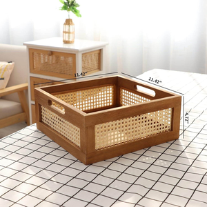 Cesta Moderna de Bambú Tejida Ecológica con Asas Integradas para Almacenamiento Decorativo en Cocina, Despensa, Oficina, Caja de Herramientas - Product Image 1