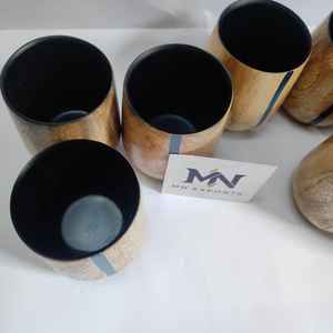 Mug en bois avec poignée pour thé ou vin, tasse en bois, vaisselle en bois de teck - Product Image 1