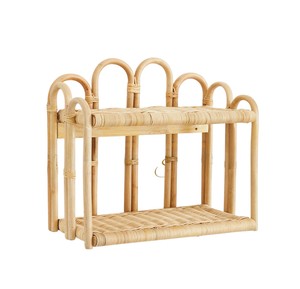 Natural Eco Wicker Rattan <b>Wall</b>-<b>Mounted</b> <b>Shelf</b> for Kids Playroom Rainbow Arch Handmade 2-Tier Floating Book <b>Shelf</b> Nursery Room - Product Image 3