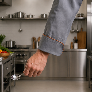 Conjunto Profesional de Uniforme de Chef de 4 Piezas, Chaqueta de Chef Transpirable de Polialgodón con Pantalones, Delantal y Gorra a Juego para Personal de Restaurante - Product Image 6