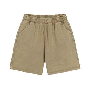 Pantalones Cortos Deportivos de Algodón con Logotipo Personalizado de Alta Calidad, Bordado Desgastado, Efecto Deslavado, Borde Crudo, Lavado Ácido, Secado Rápido y Transpirables para Hombre - Product Image 4