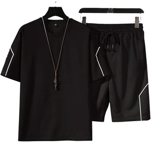 Nouveaux ensembles courts de super qualité pour hommes, deux pièces, style streetwear décontracté, 100% coton, ensembles pour hommes, couleur contrastée personnalisée - Product Image 1