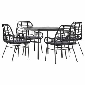Dark Grey Garden Dining Set 4 Seater Rattan Metal <b>Frame</b> Contemporary Outdoor Furniture Weather Resistant - Product Image 2