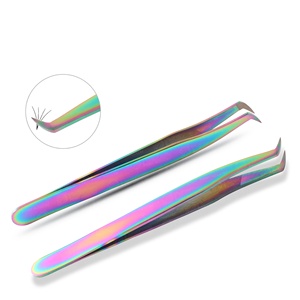 Pince à épiler pour extensions de cils volume russe couleur arc-en-ciel, logo personnalisé, antistatique, outils pour faux cils 3D 6D - Product Image 1
