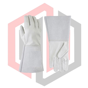 Gants de protection pour soudeur TIG en cuir de chèvre pleine fleur, 11 oz, épais, anti-vibration, avec manchette de sécurité pour la couture - Product Image 4