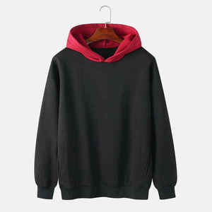 Black Hooded With <b>Red</b> Hooded All Size Customized Material Pullover Cotton Men's Hoodies For Sale - Product Image 1