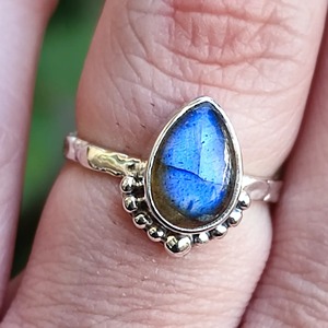 <b>Labradorite</b> <b>Ring</b> 925 Sterling Silver Handmade Boho Statement Promise <b>Ring</b> for Women Natural Pear Shape Gemstone Jewelry - Product Image 5