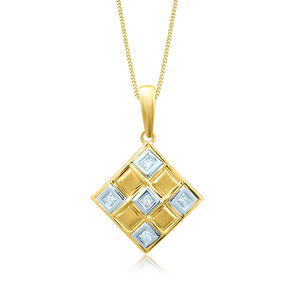 Elegante colgante con diamantes cultivados en laboratorio de corte redondo en espiral dorada, ideal para uso diario para mujeres. - Product Image 1