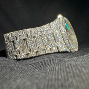 Reloj de Cuarzo de Lujo para Hombre con Bisel de Acero Inoxidable, Diseño Cuadrado Antiguo, con Moissanita y Diamantes VVS, Estilo Rapper, USA UK - Product Image 1