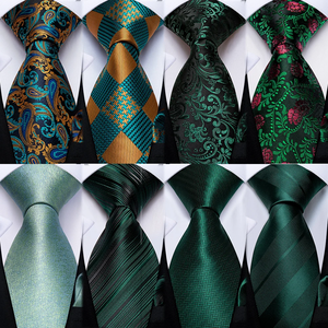 Corbata de Seda Satinada Ecológica con Diseño Paisley Verde Azulado y Dorado, Corbata Formal de Negocios para Hombre - Product Image 4