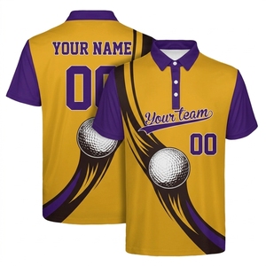 Chemises décontractées pour hommes de haute qualité OEM, manches courtes, boutonnées, longueur normale, séchage rapide, polyester, élasthanne, imprimées, pour le golf - Product Image 2