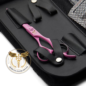 Ciseaux de coiffure professionnels roses en acier inoxydable de haute qualité, avec étui en cuir - Product Image 4