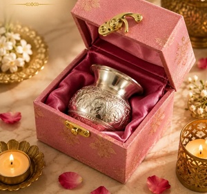 Traditional Brass Incense Burner With Floral Engraving In <b>Pink</b> Velvet Box For Indoor Home <b>Decor</b> Living <b>Room</b> Tabletop Use - Product Image 1