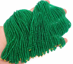 Cuentas de esmeralda zambiana natural facetadas en forma de tubo para la fabricación de joyas, collares, pendientes y pulseras. - Product Image 2