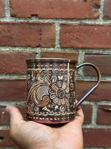 Mug à vin en cuivre gravé Moscow Mule, mug ovale en cuivre pour boire de la bière - Product Image 6