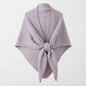 Venta al por mayor OEM ODM: Chal de punto grueso y cálido para invierno, bufanda extragrande con flecos para mujer, poncho, chales de punto con patrón personalizado - Product Image 2