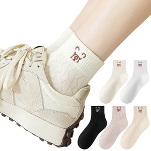 Bear <b>socks</b> women's spring and summer new women's <b>socks</b> <b>breathable</b> <b>socks</b> solid color student <b>socks</b> thin cartoon cute cotton <b>socks</b> - Product Image 1