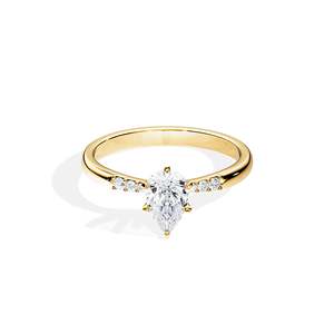Anillo de compromiso de diamantes talla pera para mujer, oro de 14k, engaste de púas, estilo floral - Product Image 4