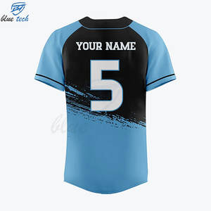 Camiseta de Béisbol Sublimada Personalizada, Corta y Transpirable, Uniforme de Equipo Negro y Azul con Botones al Frente para Clubes, Escuelas y Equipos Profesionales - Product Image 2