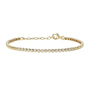 Bracelets tennis diamantés en or massif 14K/18K, sertis clos, classiques et tendance, diamants de laboratoire taille ronde, avec chaîne d'extension et fermoir crochet de 7 pouces, bijoux - Product Image 5