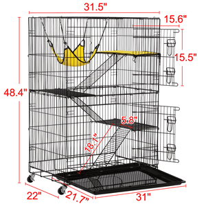 Gabbia per gatti nera a 4 livelli con gabbia per animali domestici Premium amaca - Product Image 3