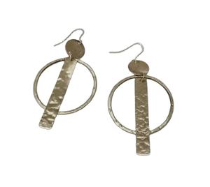 <b>Antique</b> Black and <b>Gold</b> Brass Metal Stud Earrings Fashionable Partywear Hammered Wire Circle Design <b>Bangles</b> - Product Image 1