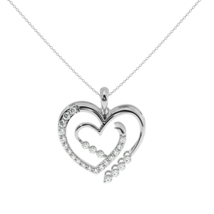 Pendentif Cœur Ouvert Élégant en Or 14K Ajretail avec Diamant Naturel de 0,29 Carat Certifié Couleur HI Clarté VS-SI Symbole d'Amour - Product Image 3