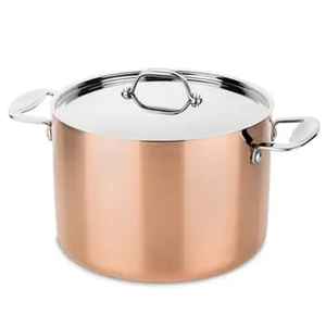 Olla de Cobre Martillado con Tapa y Asas de Latón, Cacerola de Cobre Hecha a Mano, Utensilio de Cocina para Sopa y Guisos - Product Image 3