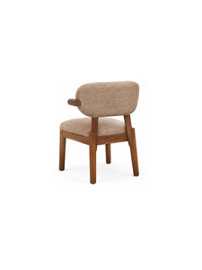 Fauteuil moderne en bois massif avec siège rembourré et dossier incurvé, chaise de salle à manger de style mid-century pour restaurant et mobilier d'hôtel - Product Image 5