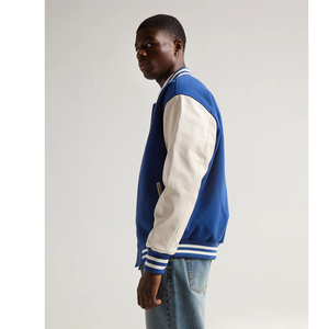 Chaqueta Varsity con Logotipo Personalizado, Mangas de Cuero, Bordado Negro, Chaqueta Universitaria de Béisbol para Parejas, Chaqueta Letterman Varsity para Hombre - Product Image 3