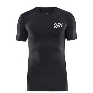 Camiseta de Compresión Negra Personalizada para Hombre, Manga Corta, Cuello Redondo, Ajustada, para Gimnasio, Entrenamiento, Deporte, Ropa Deportiva, Capa Base - Product Image 6