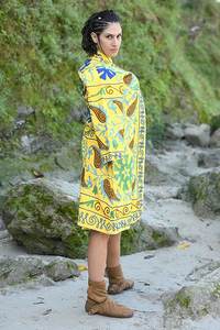 Ethically Handcrafted Yellow <b>Boho</b> Women Suzani Embroidered Long Jacket With Side Pockets Casual Outings Relaxed Fit Ladies Coat - Product Image 3