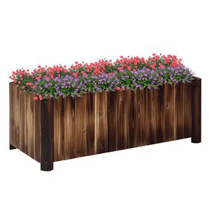 Fioriera Rialzata in Legno Leggero 122x51x46 cm con Fori di Drenaggio per Fiori e Piante, Materiale Naturale - Product Image 1