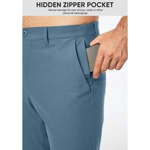 2025 hommes décontracté Stretch Golf pantalon taille conique léger confortable Chino pantalon avec poches zippées teint uni - Product Image 4