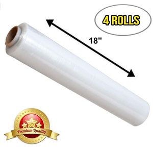 4 rotoli 18 \ "X 1500 \" pellicola di plastica trasparente allungata a mano 90 Gauge involucro termoretraibile per Pallet di qualità industriale - Product Image 2
