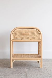 Traditional <b>Rattan</b> Nightstand Handcrafted Wooden <b>Bedside</b> Cabinet For Modern Bedroom Furniture Collection - Product Image 3