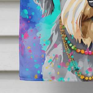 Grand Schnauzer Multicolore Hippie Dawg Maison Drapeau Porche Manche Poteau Décoratif Cour Bannière Oeuvre Tenture Murale Fait Polyester - Product Image 4