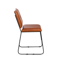 Chaise Vandana Vertex Orion en cuir marron et métal noir (lot de 2)
