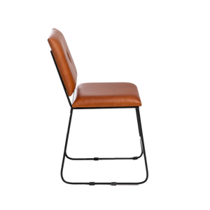 Silla Vandana Vertex Orion de cuero marrón y metal negro (juego de 2) - Product Image 6