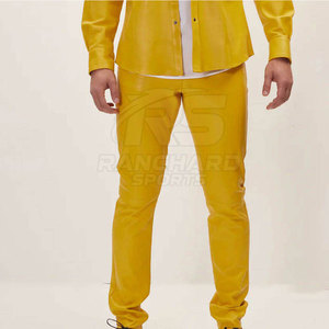Pantalon décontracté pour homme en cuir foncé, coupe droite, tendance, pour l'extérieur, doux, durable, confortable, style streetwear - Product Image 3